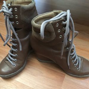 See by Chloe Lace Up Wedge Sneaker Brown 9